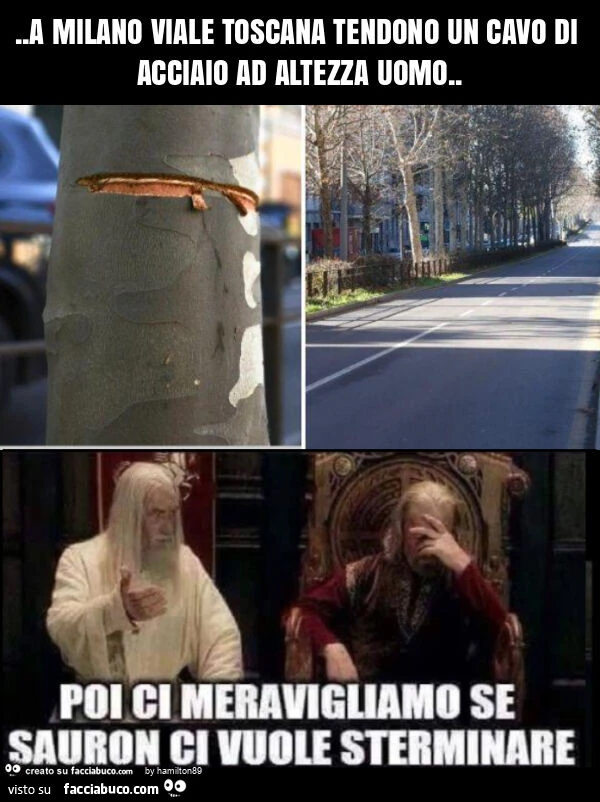 A milano viale toscana tendono un cavo di acciaio ad altezza uomo