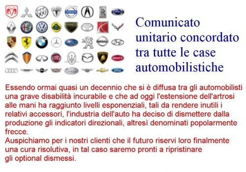 Comunicato case automobilistiche (ironia su automobilisti)