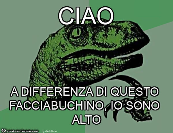 Ciao a differenza di questo facciabuchino, io sono alto