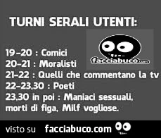 Turni serali facciabuco