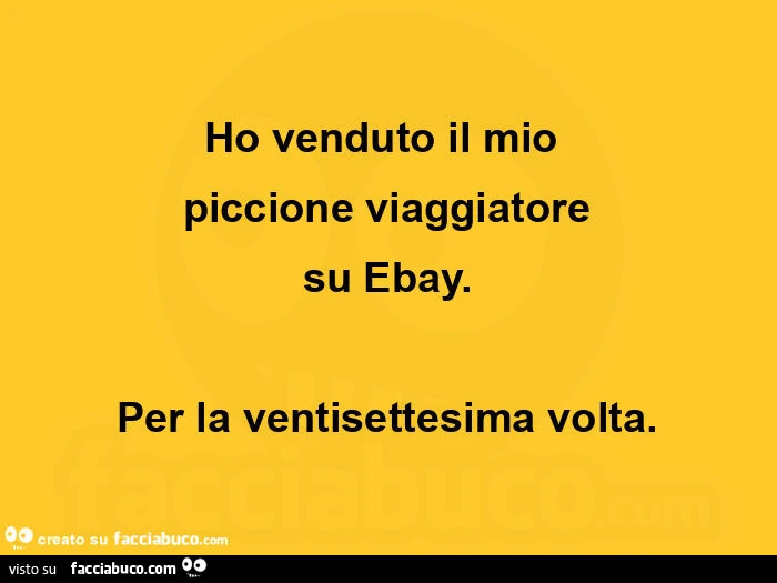 Ho venduto il mio piccione viaggiatore su ebay. Per la ventisettesima volta