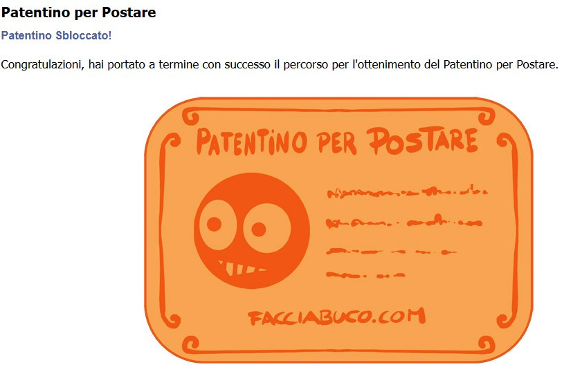 Patentino per postare