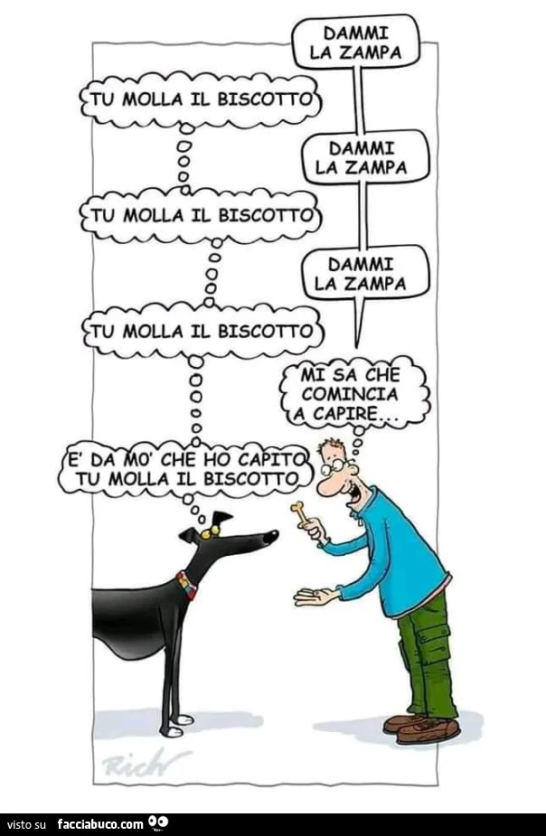 Dammi la zampa. Tu molla il biscotto